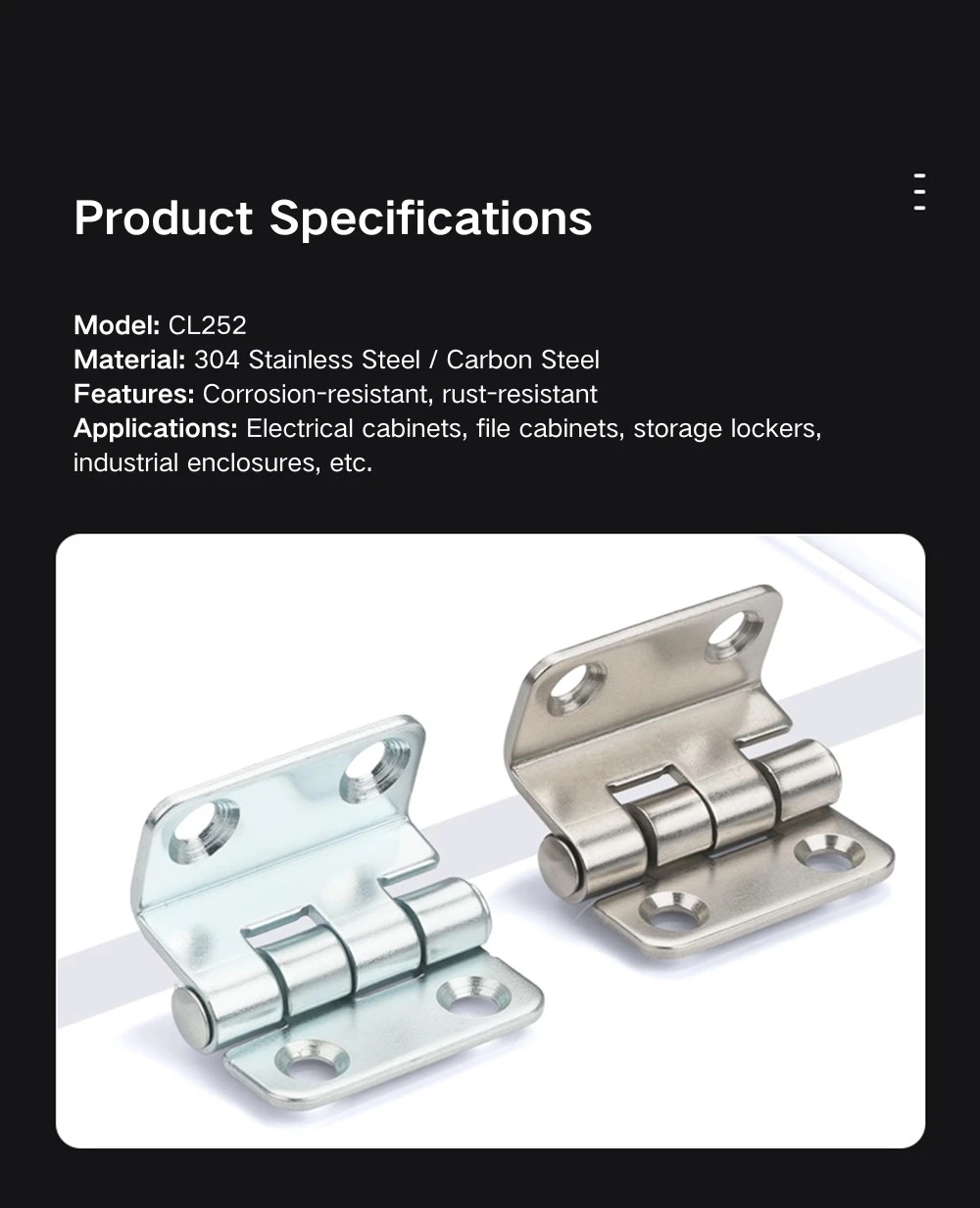 Triple Bend Hinge For Industrial Cabinets